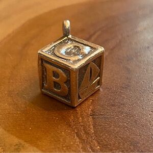 RETIRED James Avery ABC Wooden Block, Sterling Silver